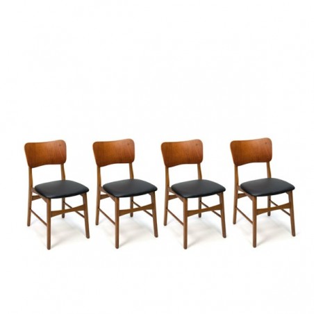 Deense stoelen met teakhouten rugleuning set van 4