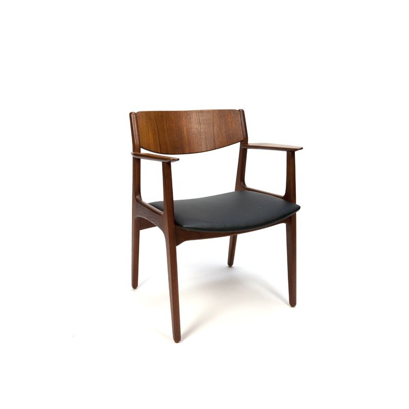 wenkbrauw naaien opening Teakhouten stoel met gebogen houten rugleuning - Retro
