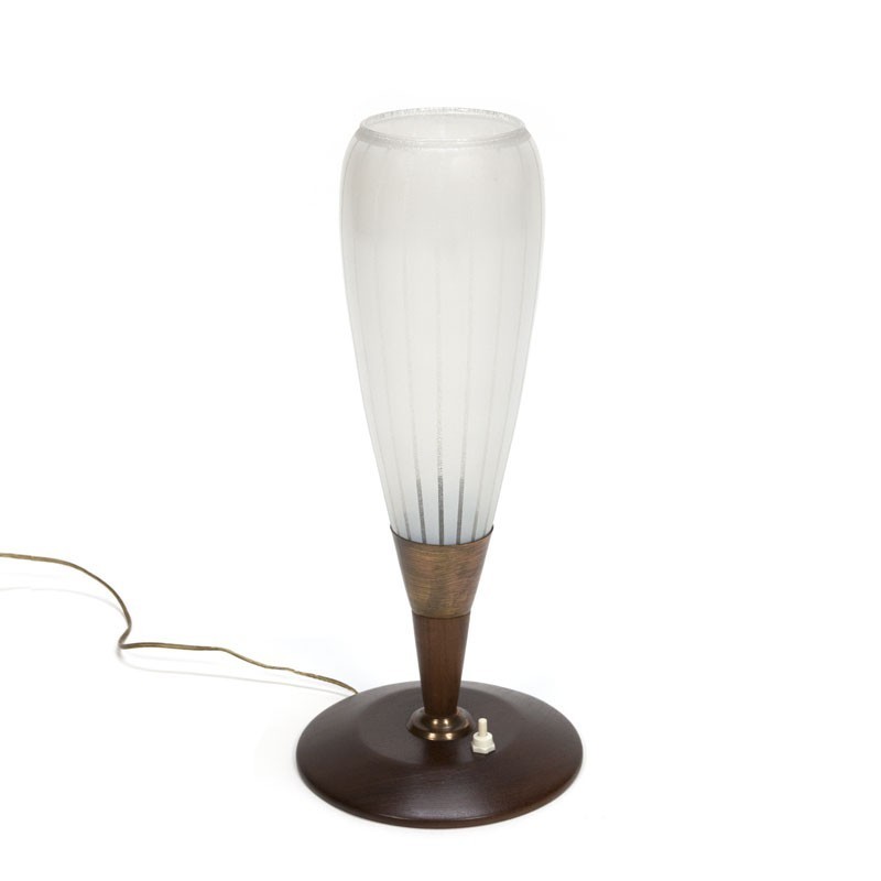 Zonnig Aanzienlijk maïs Tafellamp hoge glazen kelk jaren vijftig - Retro Studio