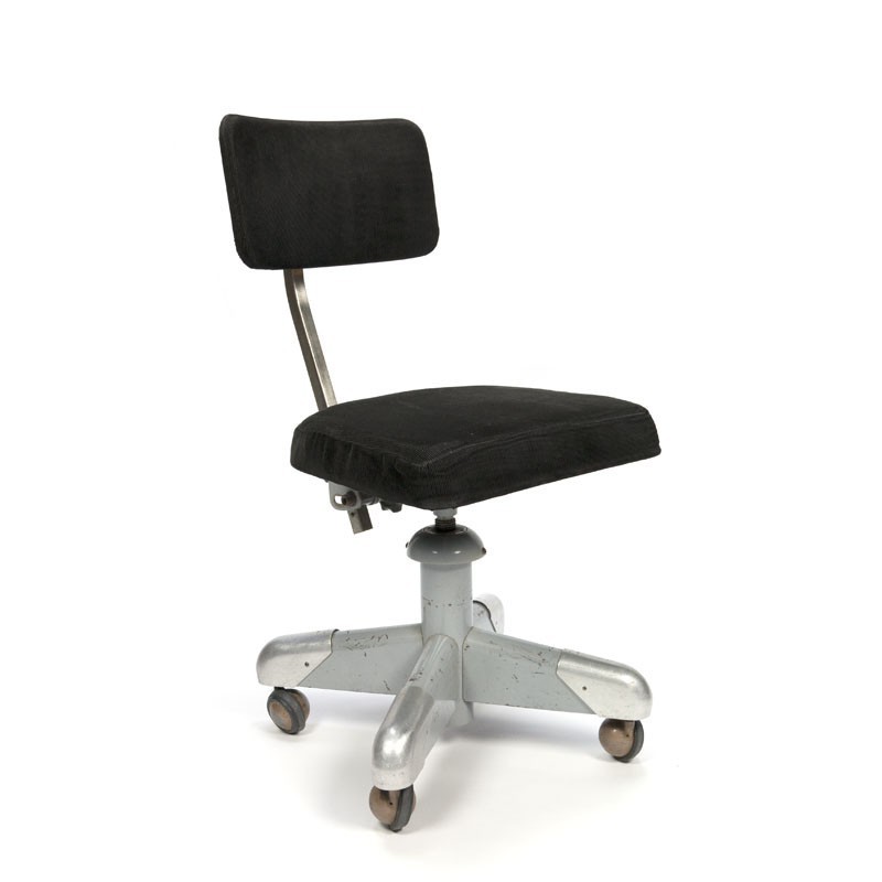 Maken Zwitsers Taiko buik Gispen bureaustoel met zwarte ribstof - Retro Studio