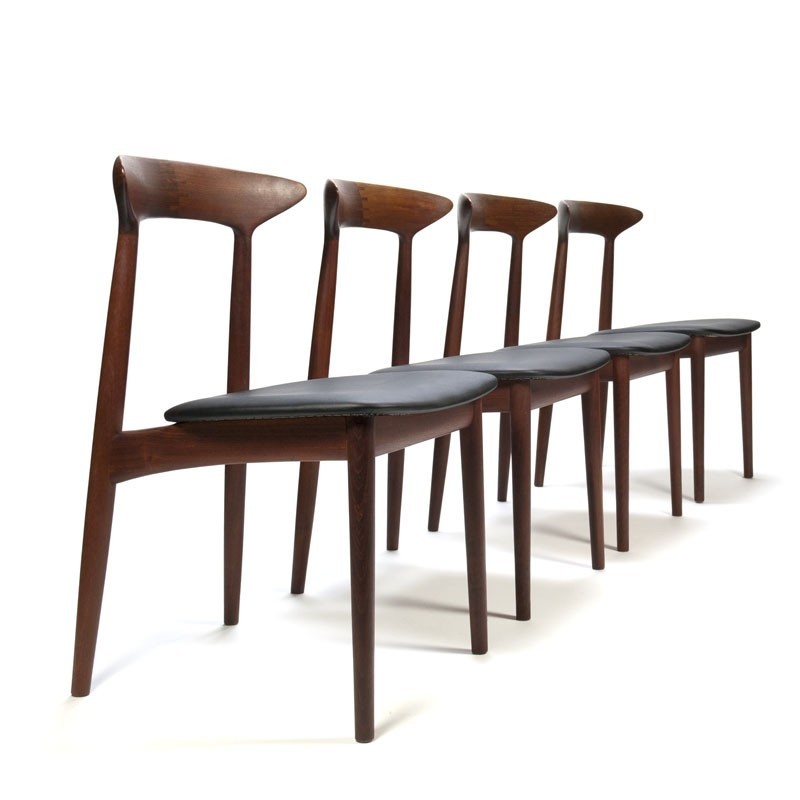 Laag Graveren entiteit Luxe vintage Deense set van 4 eettafel stoelen - Retro