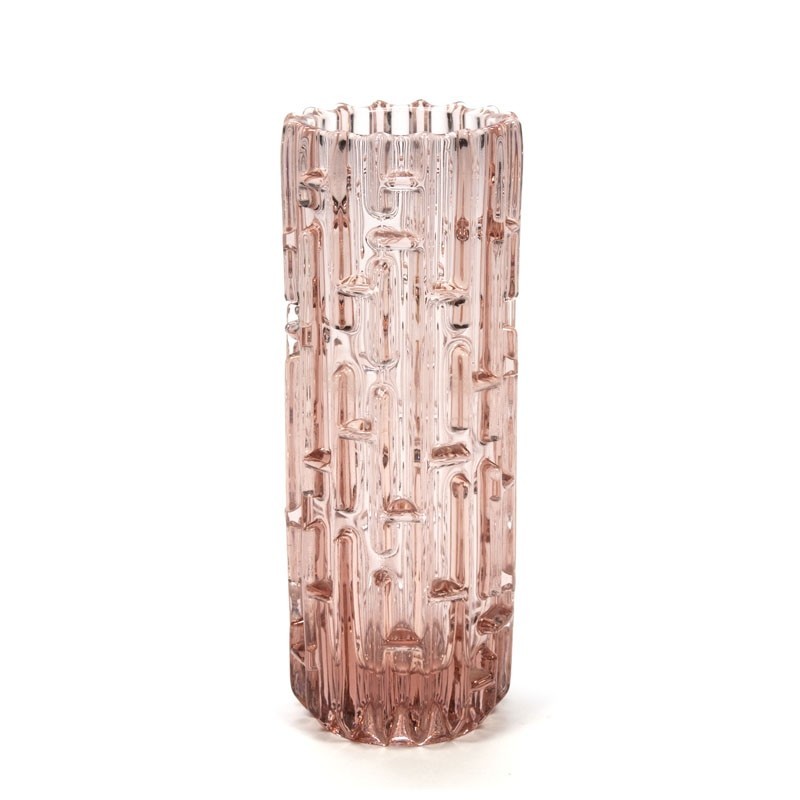 Kenmerkend heerser streep Vintage oud roze glazen vaas - Retro Studio