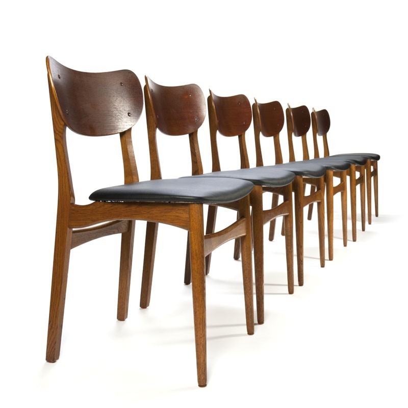 Conform koolhydraat Vermindering Zes teakhouten eettafel stoelen vintage Deens design -