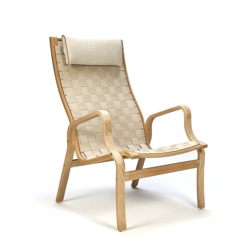 stapel erosie breedte Vintage Deense fauteuil met geweven linnen - Retro Studio