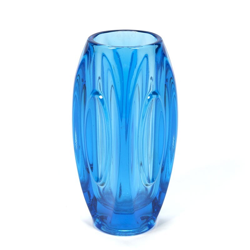 Kloppen Geavanceerd de elite Vintage blauw glazen vaas - Retro Studio