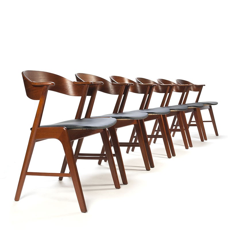 Reiziger Ontwaken Ademen Vintage set van 6 stoelen design Kai Kristiansen - Retro