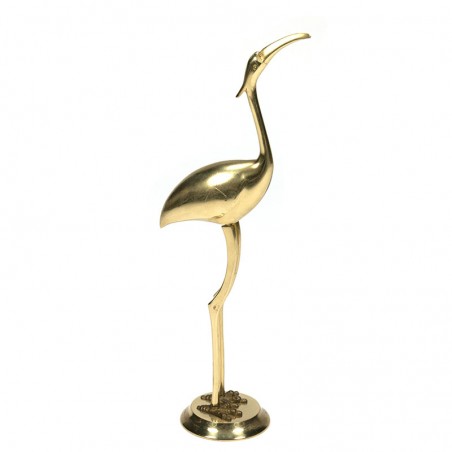 Messing vintage sculptuur van een reiger