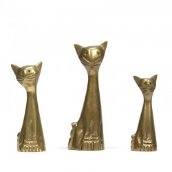 Vintage set of 3 brass small cats