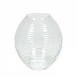 Large clear vintage ribbed vase