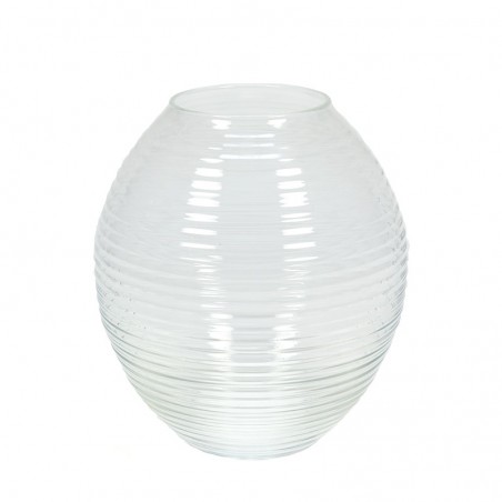 Large clear vintage ribbed vase