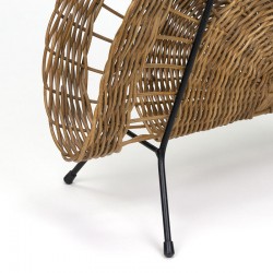 Vintage magazine rack made of woven wicker