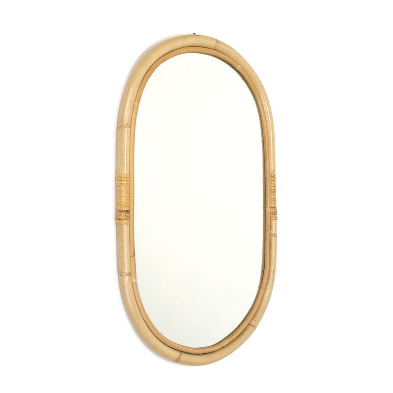 Promoten Abnormaal Vooruitgang Vintage spiegel met bamboe rand - Retro Studio