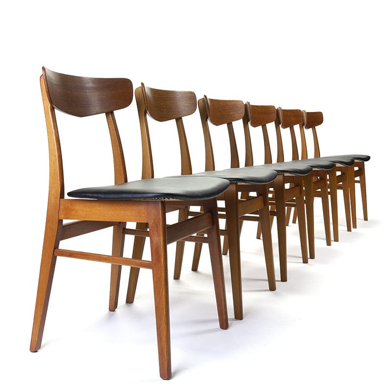 Dicht iets Correctie Deense set van 6 vintage eettafel stoelen - Retro Studio