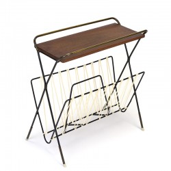 Vintage Danish newspaper rack with brass details