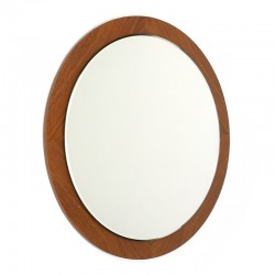 Danish vintage teak round model wall mirror