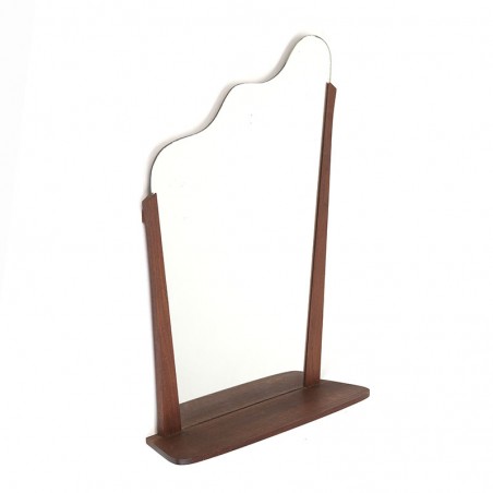 Danish vintage mirror with teak smal shelf