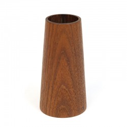 Teak vintage pen holder round