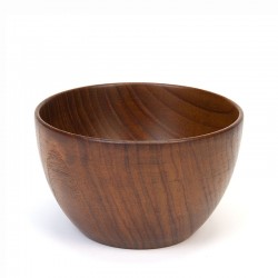 Small round vintage teak bowl