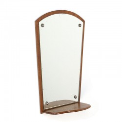 Small vintage Danish mirror with shelf in teak