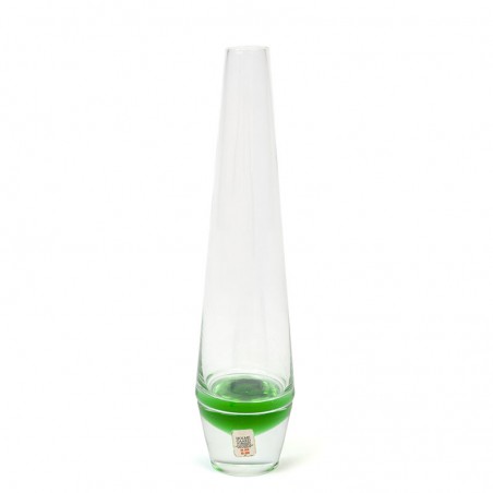 Holmegaard vintage glass vase with green detail