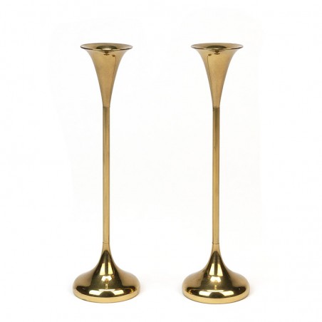 Danish brass vintage set of 2 candlesticks