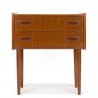 Deens teak vintage ladekastje met 2 lades