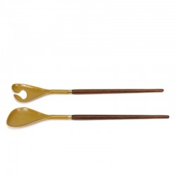 Danish vintage salad servers with teak detail