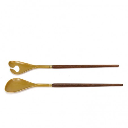 Danish vintage salad servers with teak detail