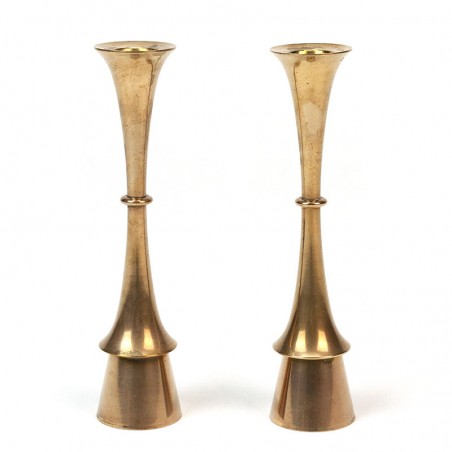 Danish brass set of 2 vintage Hyslop candleholders