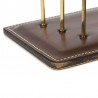 Brown vintage leather letter holder with brass details