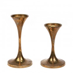 Set of 2 vintage Danish brass candlesticks brand Malm