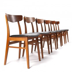 Set van 6 Mid-Century vintage Deense eettafel stoelen