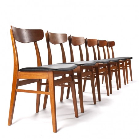 Set of 6 Mid-Century Vintage Danish Dining Table Chairs