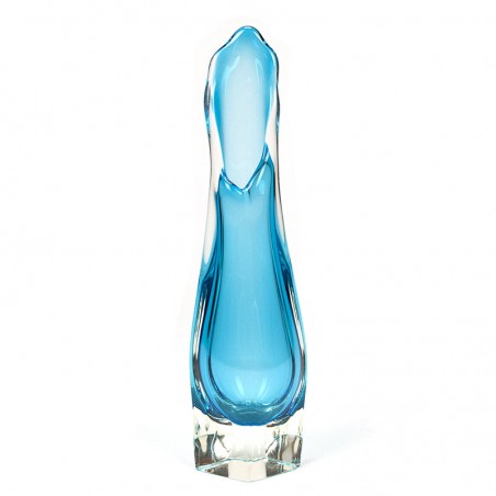 Blue vintage glass sommerso vase