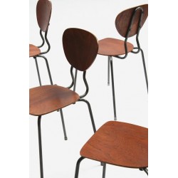 teugels vlinder Indica Set van 4 Deense industriele school stoelen - Retro Studio