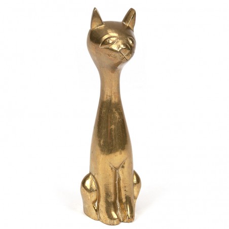 Brass vintage sculpture of a cat