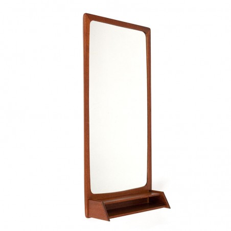 Danish teak vintage design mirror with open compartment