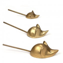 Set of 3 vintage small brass mice