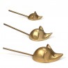 Set of 3 vintage small brass mice