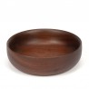 Round dark vintage bowl in teak