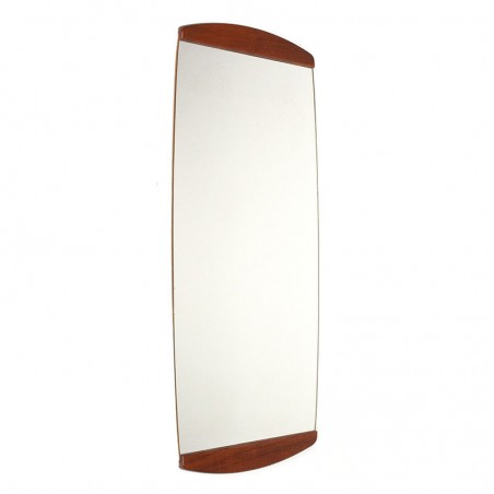 Vintage mirror oval with teak from the sixties