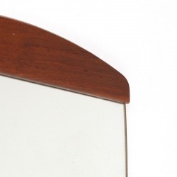 Vintage mirror oval with teak from the sixties