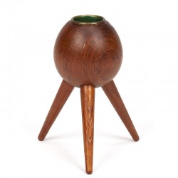 Danish vintage candleholder in teak on 3 legs