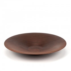 Dark round vintage serving bowl in teak