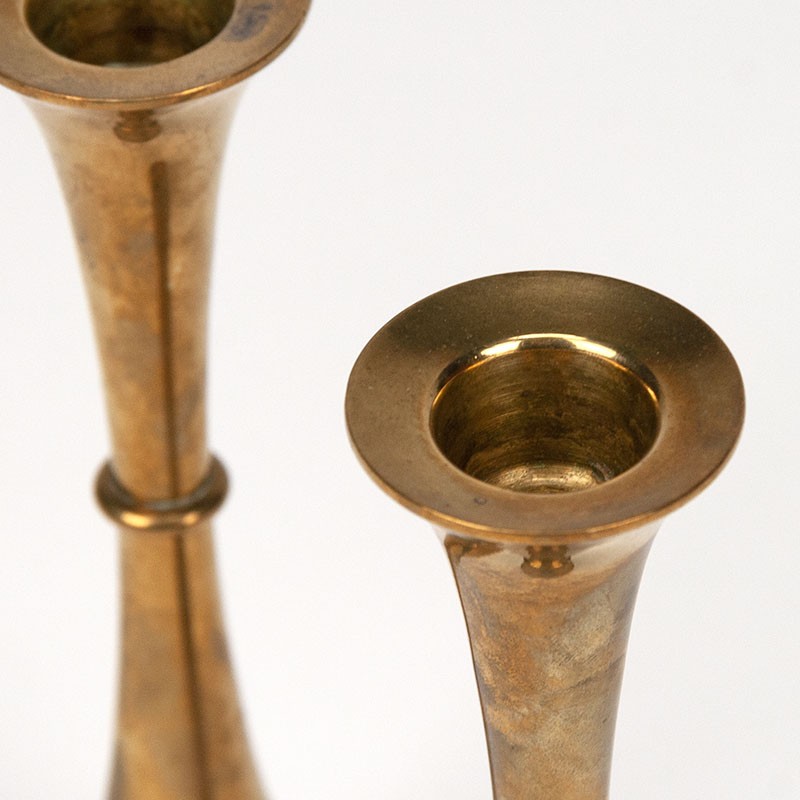 Hyslop Danish set of 2 vintage brass candlesticks - Retro