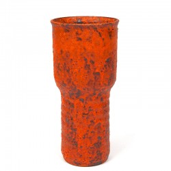 Large Fat Lava vintage vase in orange pottery