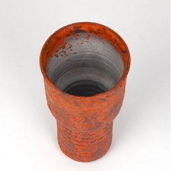 Large Fat Lava vintage vase in orange pottery