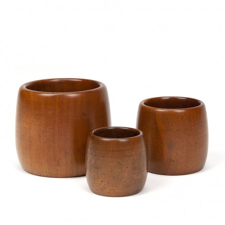 Set of 3 teak vintage small bowls