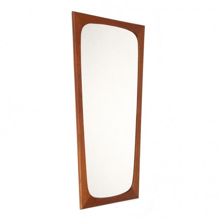 Vintage Danish teak mirror with a tapered shape