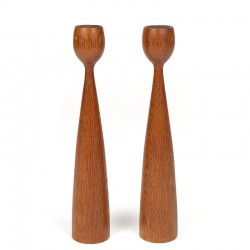 Set of Danish vintage teak candlesticks